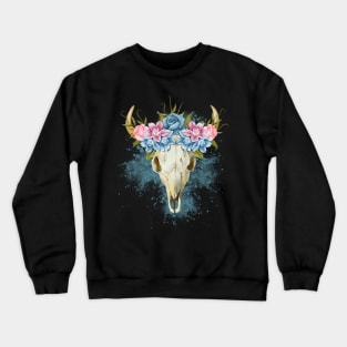 Animal skull with flowers in boho hippie style Crewneck Sweatshirt